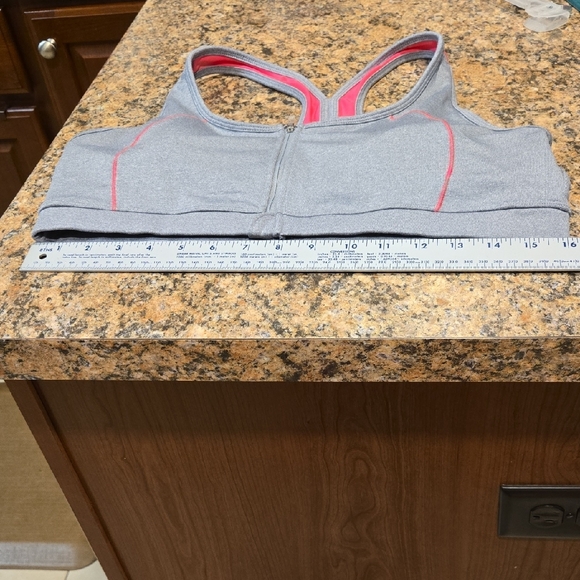 Ideology Zip-Front Gray and Pink Sports Bra - Picture 8 of 9